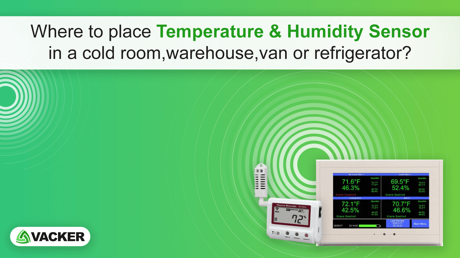 Location of temperature & humidity sensors in a cold room